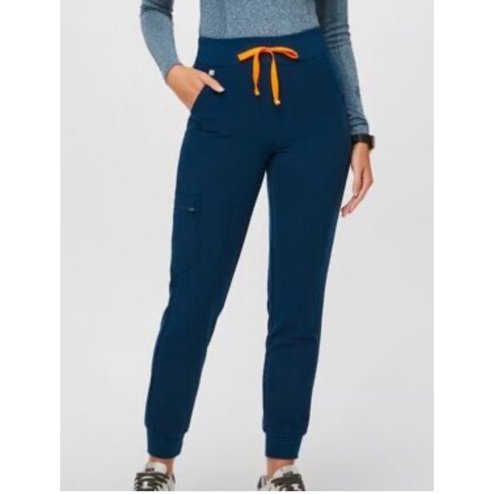 FIGS Zamora Jogger Scrub Pants Teal Blue Orange Drawstring Womens Small